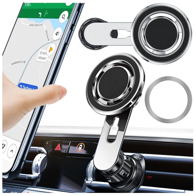 Автотримач MagSafe для iPhone 14 13 12 на решітку Alogy Airvent carholder Black