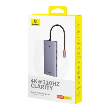 Хаб 13-в-1 Baseus PortalJoy USB-C HDMI DP VGA C USB PD RJ45 сірий