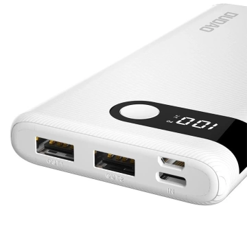 Dudao Powerbank 10000 mAh 2x USB / USB Type C / Micro USB 2 A mit LED-Bildschirm weiß (K9Pro-01)