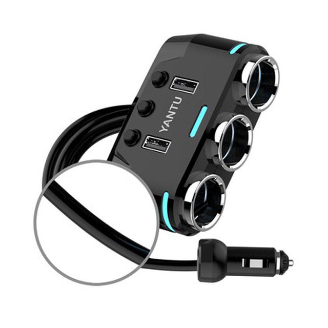 Splitter splitter car adapter cigarette lighter socket 2x USB Charger 12V 24V 3.1A Black