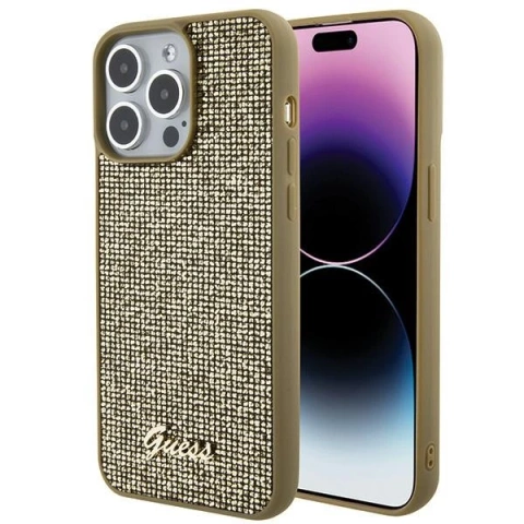Etui Guess GUHCP15XPMSDGSD pro iPhone 15 Pro Max 6,7" złoty/zlatý pevný obal Disco Metal Script