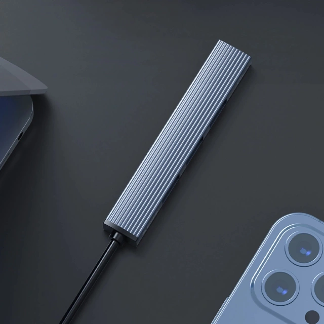 Hub USB-A Orico AH-A13 4w1 1x USB 3.0 + 3x USB 2.0 Szary Aluminiowy