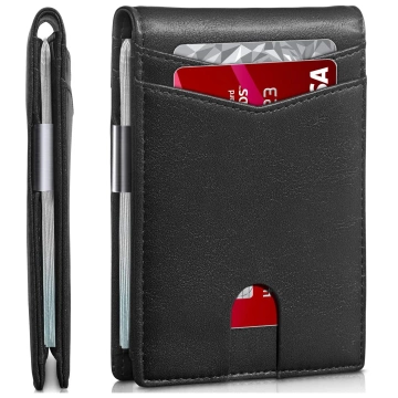 RFID Wallet Protective Case Blocking Signal for Cards Documents Thin Alogy Small Men's Women's Wallet Black