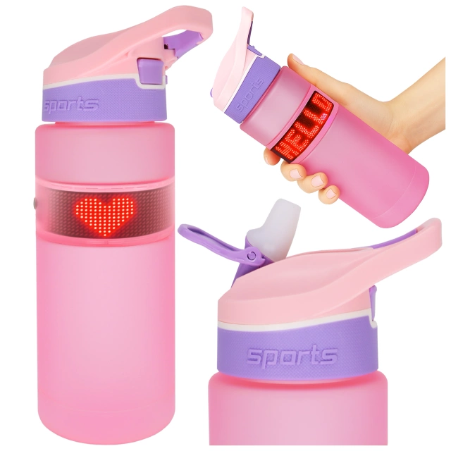 Chytrá láhev na pití Alogy FitBottle™ 800ml s LED displejem a Bluetooth připojením, brčko, motivační, opakovaně použitelná - růžová