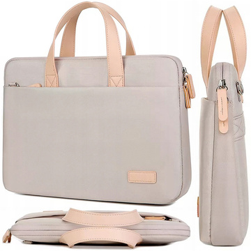 Umhängetasche für Herren und Damen, für Laptop, Tablet, 15,6 Zoll, Reisehülle aus Stoff, Alogy Beige