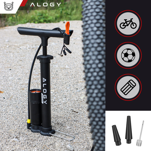 Alogy Bike Pump 160psi з манометром і ручкою, ручний, чорний