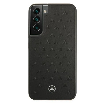 Etui Mercedes MEHCS22MPSQBK do Galaxy S22 S906 pevné puzdro Kožený vzor hviezd czarny/black