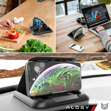 Alogy Carbon car cockpit dashboard holder for phone up to 6.8 inches GPS Black Organizer