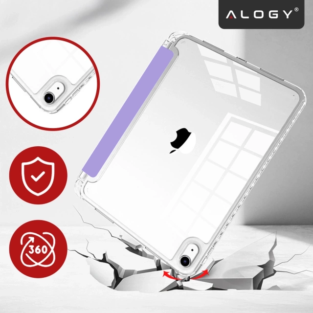 Etui do Apple iPad 11gen. 11" 2025 / 10gen. 10.9" 2022 Ochronne Hybrydowe z Miejscem na Rysik, Składana Okładka, Funkcja Podstawki, Alogy HybridBook™ Case – Fioletowe