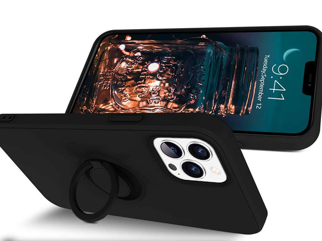 Silikónový obal Ring Ultra Slim Alogy pre iPhone 12/12 Pro 6.1 čierne sklo