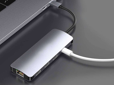 Adaptér Alogy HUB 9w1 HDMI 4K RJ45 USB-C PD 3xUSB AV SD/TF/microSD