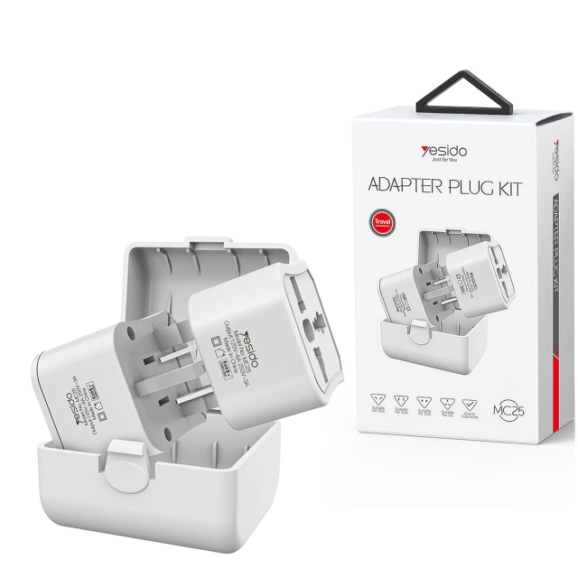 Cestovná zásuvka adaptéra Univerzálna 750W súprava zásuviek Sada zástrčiek adaptéra CN US EU UK Biela