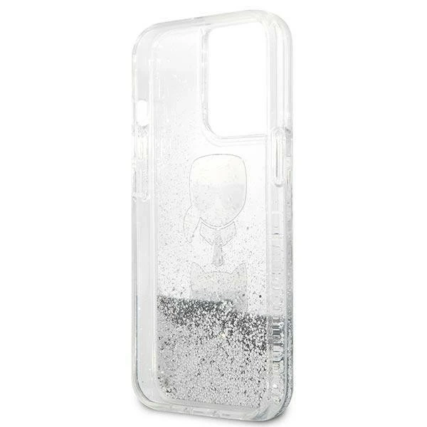 Karl Lagerfeld KLHCP13LKICGLS Handyschutzhülle für Apple iPhone 13 Pro / 13 6.1" Silber/Silber Hardcase Liquid Glitter Karl