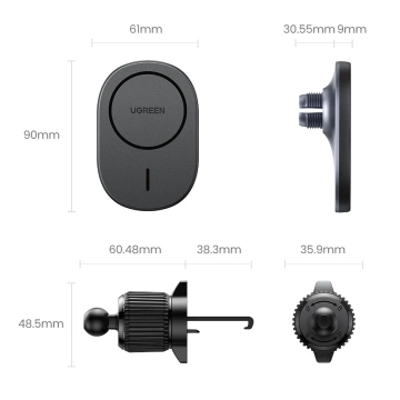 Ugreen CD345 magnetic car air vent holder - Black