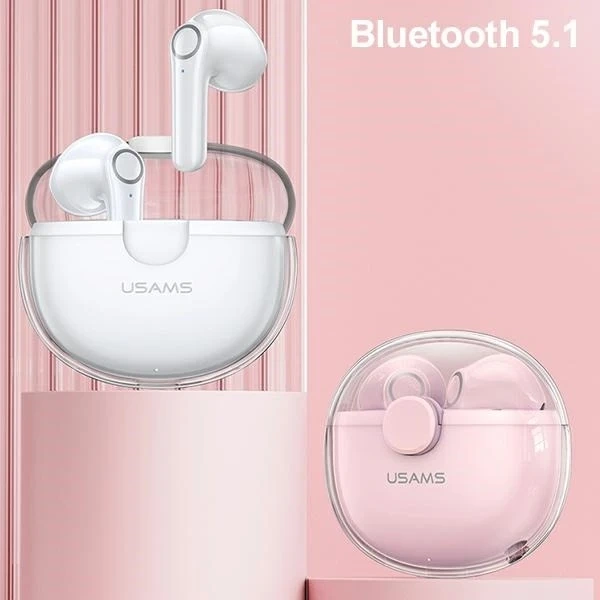 Bluetooth 5.1 headphones USAMS TWS BU series wireless pink/pink BHUBU04
