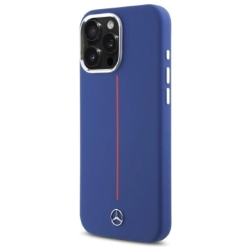 Puzdro Mercedes pre iPhone 16 Pro Max 6,9" tmavomodré pevné puzdro MagSafe Silicone Red Stripe