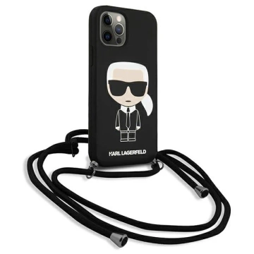 Etui Karl Lagerfeld KLHCP12LWOSLFKBK pre iPhone 12 Pro Max 6,7" pevný obal silikónový kábel Iconik