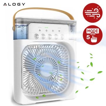Alogy DeskBreeze™ stolní ventilátor 3 v 1, malá podlahová cirkulační jednotka se zvlhčovačem, časovačem a LED podsvícením, USB-C