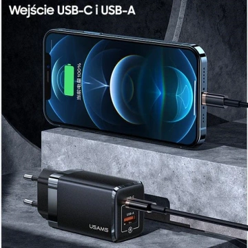 Zaťaženie USAMS. siete. T41 USB-C USB GaN 47W PD QC (iba hlava) Rýchle nabíjanie biela/biela CC137TC02 (US-CC137)