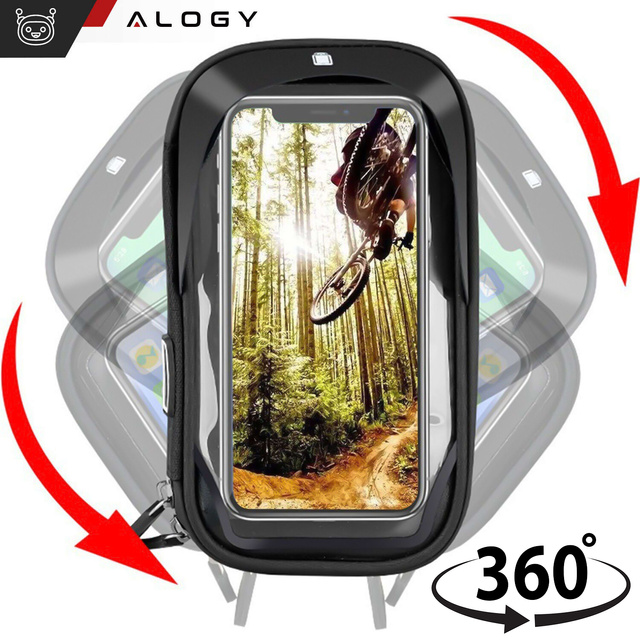 Case Bicycle Bag Phone Pouch 6.4 inch Handlebar Holder Bicycle 0.5L Black Tools Multitool Keys 16in1 Alogy