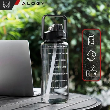 Пляшка велика, поїлка Alogy MotivHydro Мотиваційна мірна чашка 2л 2000мл Чорний