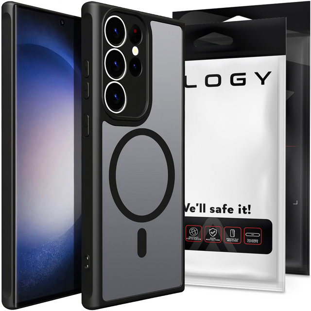 MagSafe Alogy Ring Mag Clear Case für Samsung Galaxy S23 Ultra Qi-Ladegeräte Schwarz