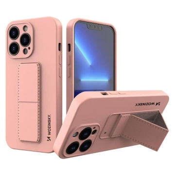 Wozinsky Kickstand Case silicone case with stand iPhone 13 mini pink