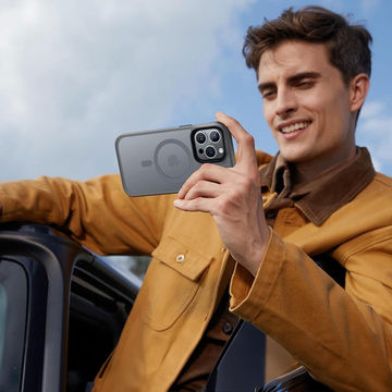 Etui do iPhone 15 Pro obudowa Mag Safe Case pokrowiec plecki na telefon MagMat matowe szare + Szkło