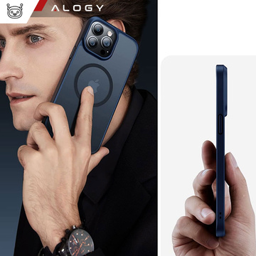Чохол для iPhone 14 Pro Max MagSafe Case protective cover Alogy Ring armored phone case matte Navy blue