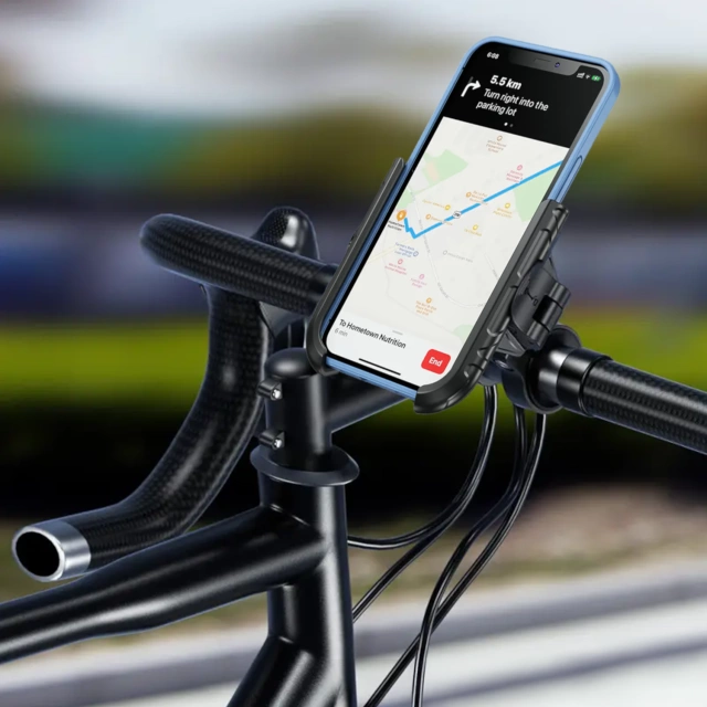 KEWIG M11B motorcycle phone holder with Qi QC 3.0 15W charger Black