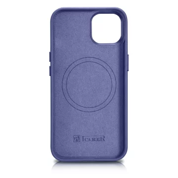 iCarer Case Leder Echtleder Handyhülle für iPhone 14 Plus Helllila (MagSafe-kompatibel)
