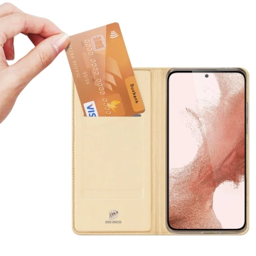 Dux Ducis Skin Pro Protective Phone Case for Samsung Galaxy S23 Flip Card Wallet Stand Gold