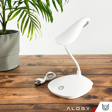 Stolní LED lampa na školní dotykový stůl USB stojící noční bezdrátová Flexible Alogy White