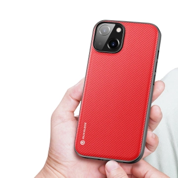 Dux Ducis Fino case cover covered with nylon material iPhone 14 red