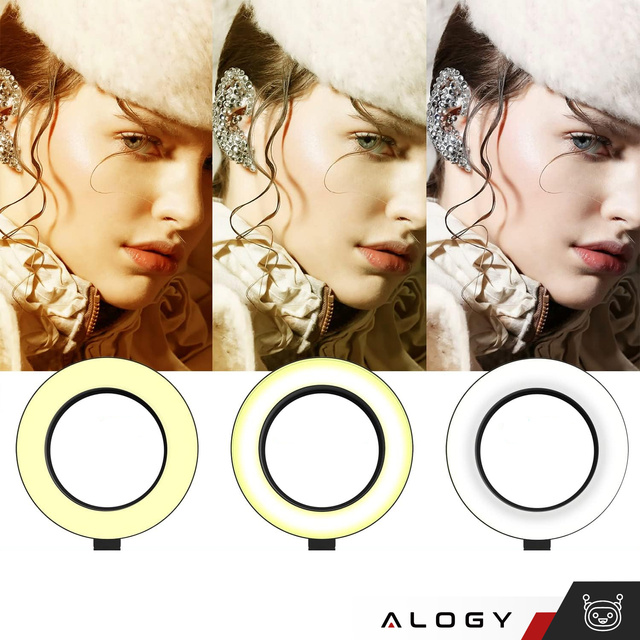 Ring LED Alogy drafting lamp with flexible arm and desk stand phone holder Black