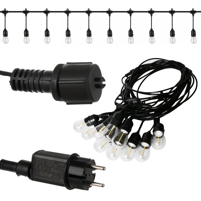 Záhradné girlandové svietidlo 10 LED Balkónové svietidlá do záhrady Vodotesné žiarovky IP44 24V