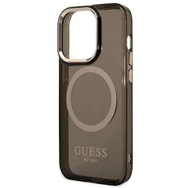 "Etui Guess GUHMP14LHTCMK до Apple iPhone 14 Pro 6,1\" czarny/black hard case Gold Outline Translucent MagSafe"