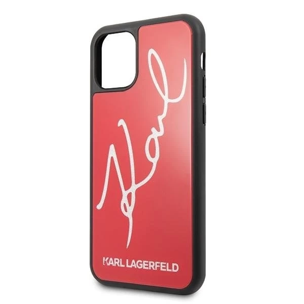 Karl Lagerfeld KLHCN58DLKSRE iPhone 11 Pro čierne/červené pevné puzdro Signature Glitter