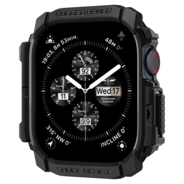 Чохол для Apple Watch 10 (46 мм) чорний, матовий, чорний, Spigen Rugged Armor Pro