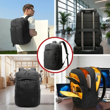 Bange Waterproof Backpack for Laptop 15.6" City Travel 45x30x16 cm for Work Airplane Men's Women's with USB Port Black