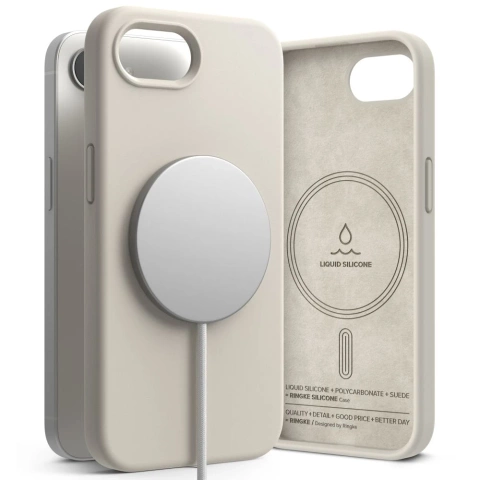 Silikónový magnetický kryt MagSafe pre iPhone 16e, kameň