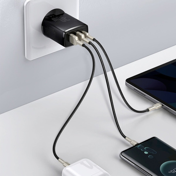 Baseus Compact Quick Charger 2xUSB USB-C PD QC 3.0 3A 30W Black wall charger