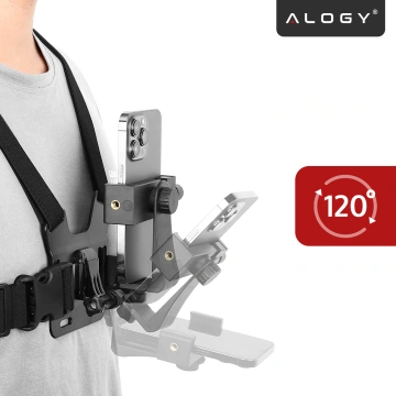 Спортивний ремінь Alogy Chest нагрудний тримач для фотоапарата, камер GoPro, телефону універсальний Black