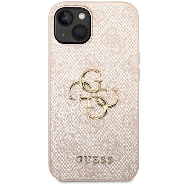 Pouzdro Guess GUHCP15S4GMGPI pro iPhone 15 6,1" růžový/růžový pevný obal 4G Big Metal Logo