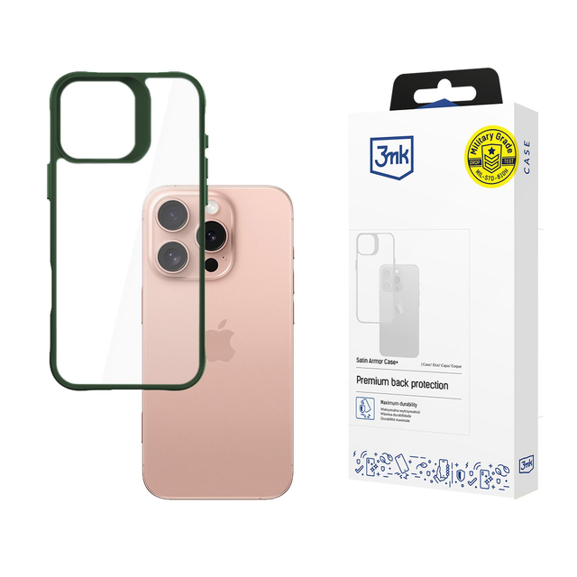 Чохол 3mk Satin Armor Case Green для Apple iPhone 16 Pro прозорий