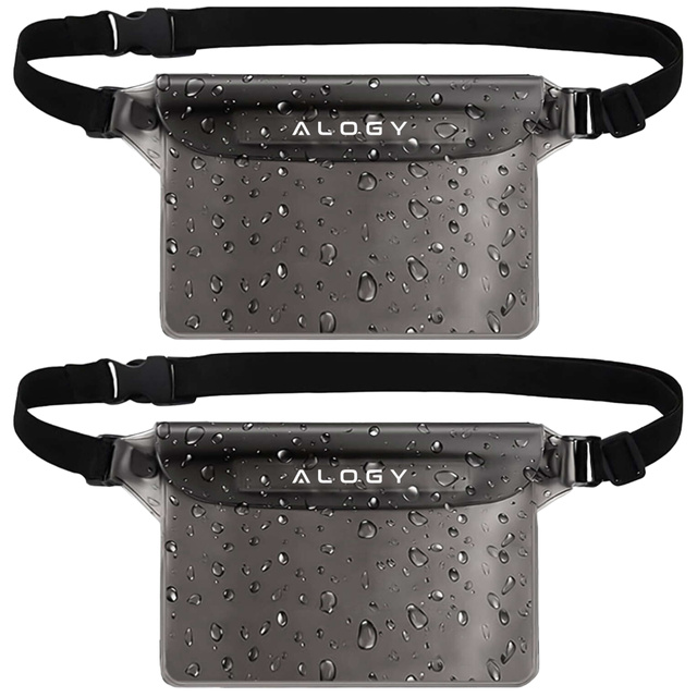 2x Waterproof case waist bag pouch phone case water resistant 21.5x23.5cm Alogy Waterproof Black