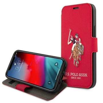Puzdro na knižkový telefón US Polo Embroidery Collection iPhone 12 mini 5,4" red/ed