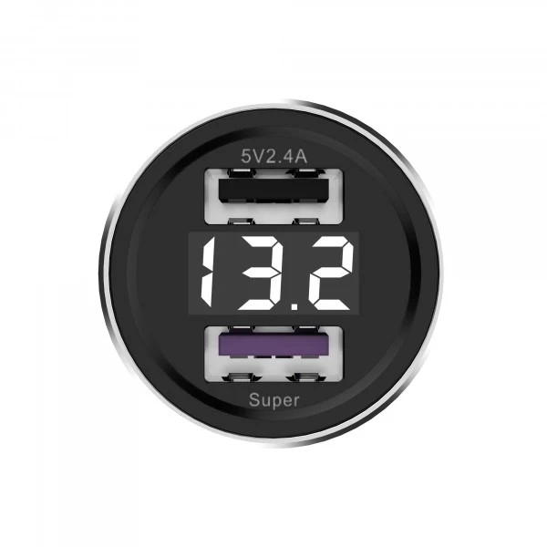 Somostel SMS-A89 Quick Charge QC 3.0 30W Autoladegerät Aluminium 2X USB Schwarz