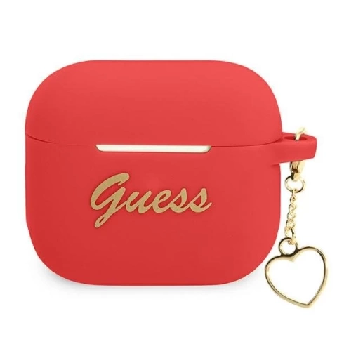 Guess GUA3LSCHSR kryt AirPods 3 černošedý/červený Silikonový Charm Heart Collection