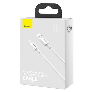 2-метровий кабель Baseus Superior Series USB – USB-C типу C 66 Вт, білий